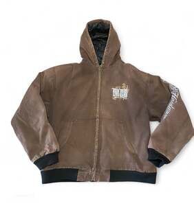 Cowboy Hardware "Ride Hard Live Hard" Brown Canvas Hooded Carhartt Type Jacket